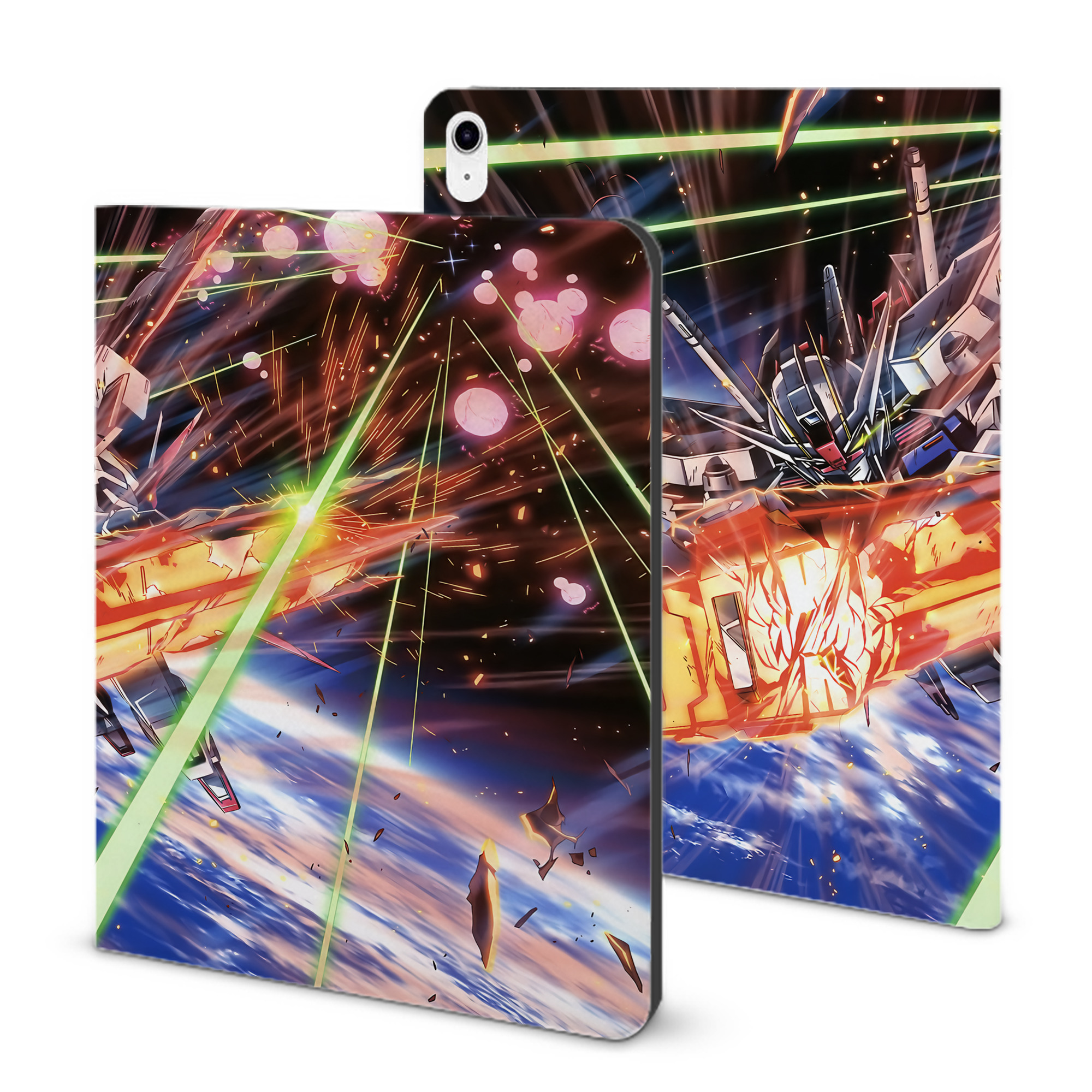 （画像用） 機動戦士ガンダム Mobile Suit Gundam IPad ケース ブック型 PUレザー TPU 耐衝撃 軽量 薄型 ペン収納なし 全面保護 IPad 各モデル対応